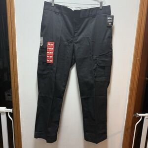 Dickies Men's Cargo Work Pants Size 38x30 Regular Fit Straight Leg Black NEW
